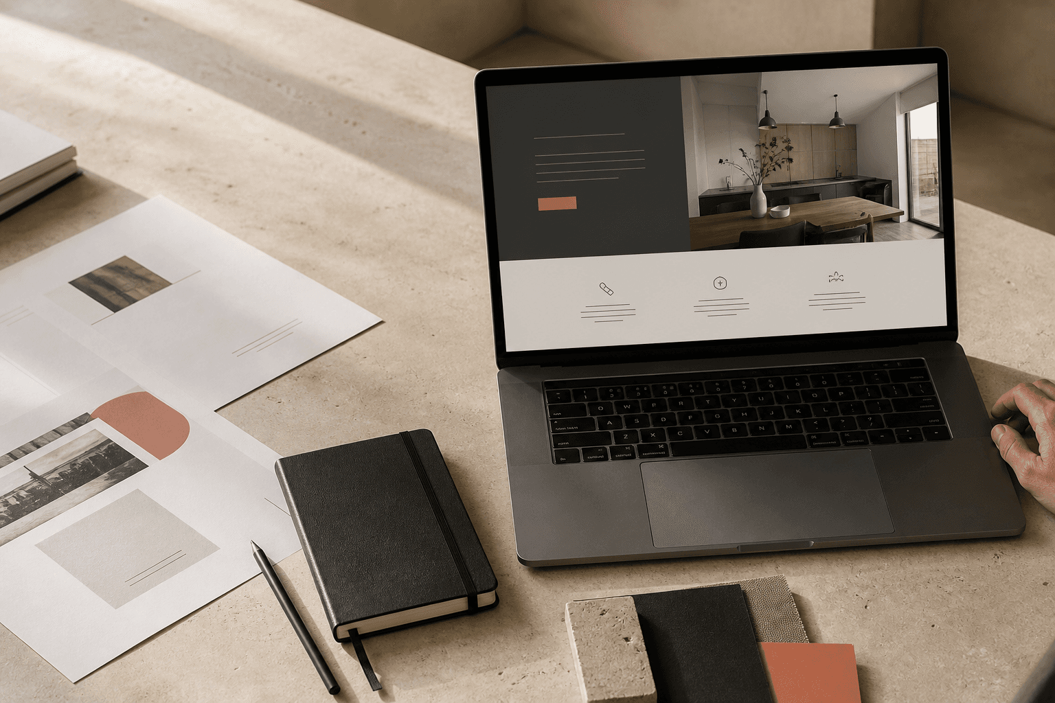 A Yonderform Studio website design taking shape on a laptop